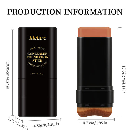 Dual-ended illuminating concealer and foundation stick (with built-in brush): waterproof and sweat-resistant, it glides on for an even, flawless finish, creating a radiant, luminous complexion.