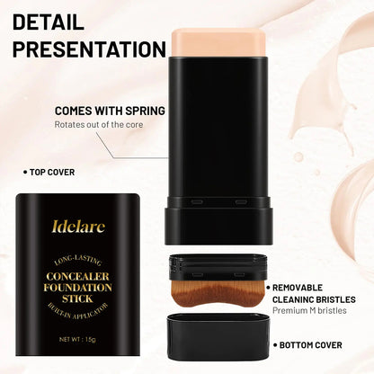 Dual-ended illuminating concealer and foundation stick (with built-in brush): waterproof and sweat-resistant, it glides on for an even, flawless finish, creating a radiant, luminous complexion.