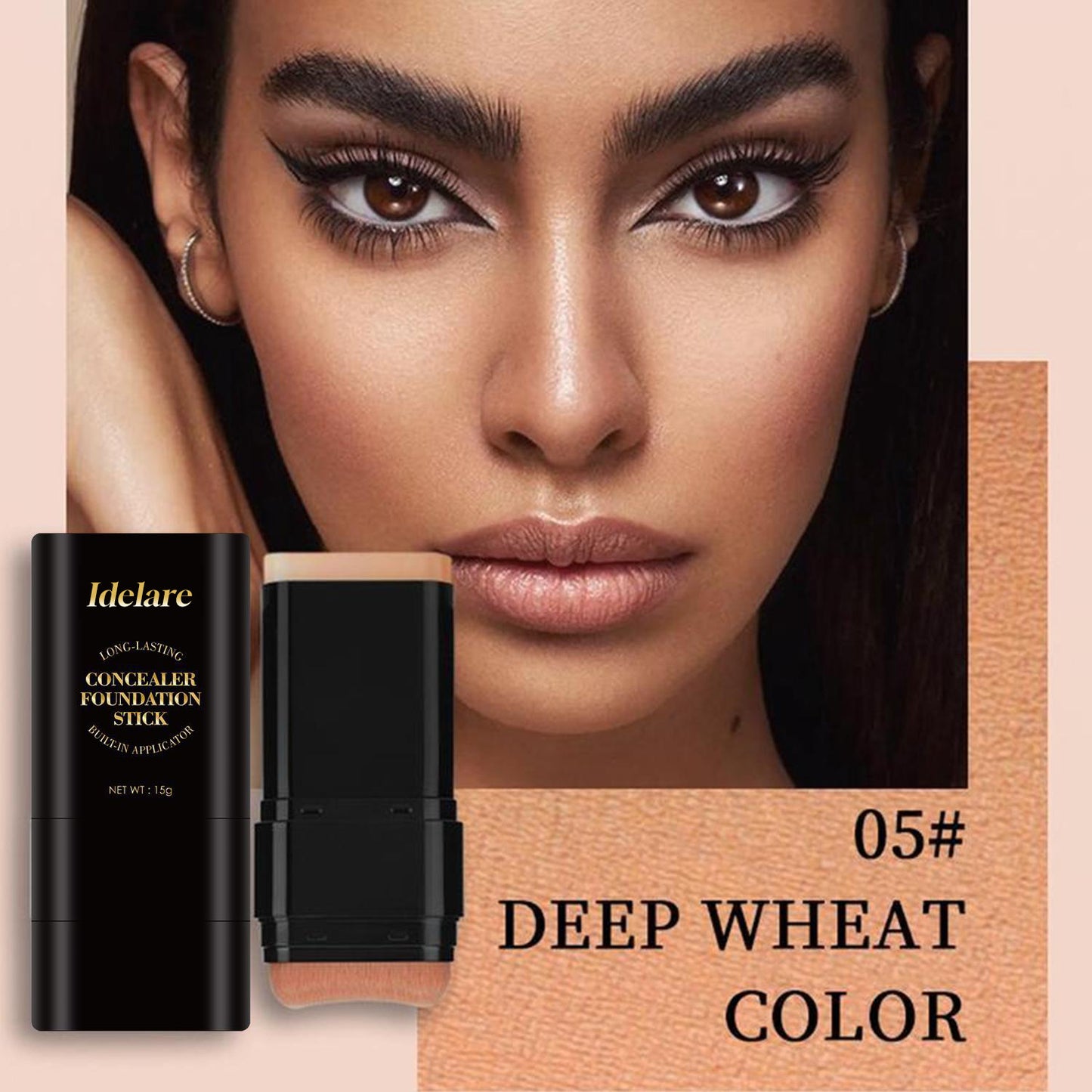 Dual-ended illuminating concealer and foundation stick (with built-in brush): waterproof and sweat-resistant, it glides on for an even, flawless finish, creating a radiant, luminous complexion.