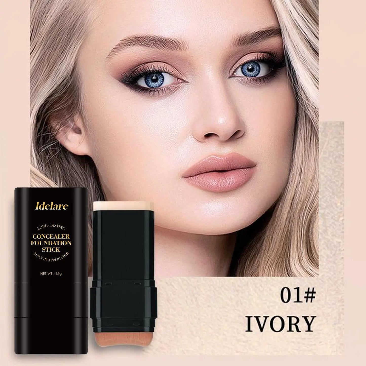 Dual-ended illuminating concealer and foundation stick (with built-in brush): waterproof and sweat-resistant, it glides on for an even, flawless finish, creating a radiant, luminous complexion.