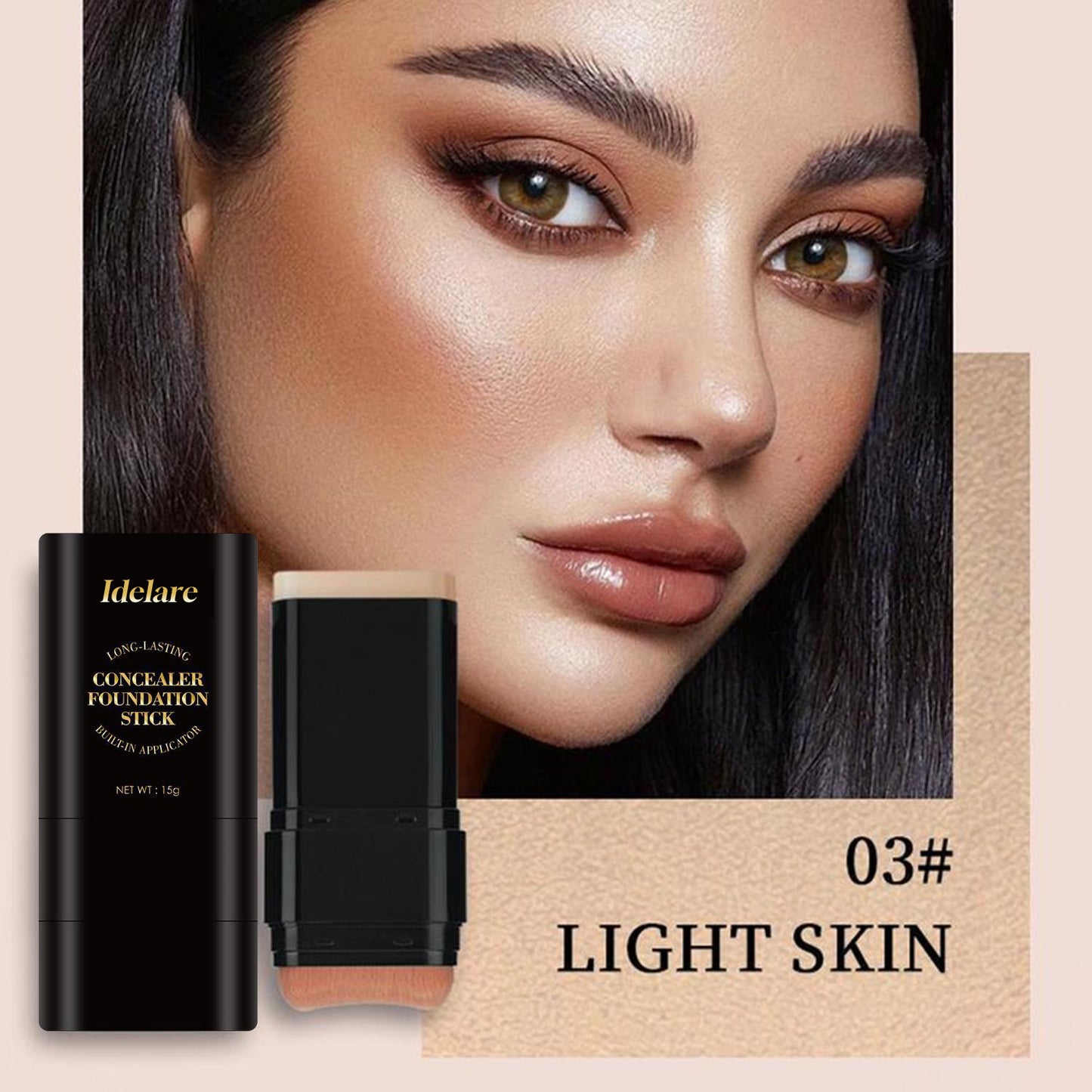 Dual-ended illuminating concealer and foundation stick (with built-in brush): waterproof and sweat-resistant, it glides on for an even, flawless finish, creating a radiant, luminous complexion.
